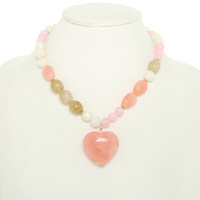 MARBLE HEART PENDANT BEAD NECKLACE